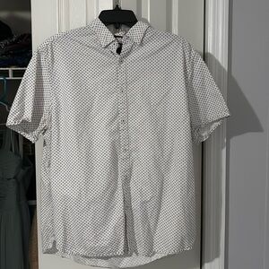 Cactus Man short sleeve button down White with little red flowers